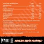 Chocolate Orange Warrior Creatine Protein Bar Nutrition Info 75g