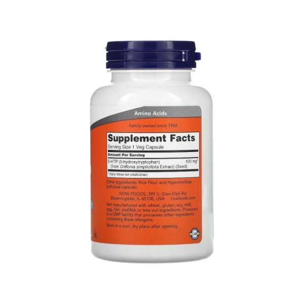 5 Htp 100mg Now Foods 120 Veg Capsules Info