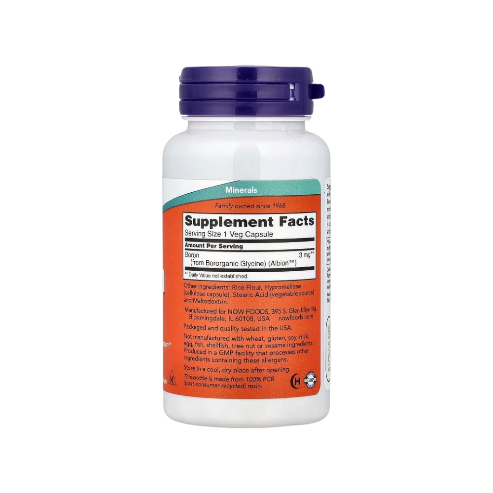 Boron 3mg Now Foods 100 Veg Capsules Info