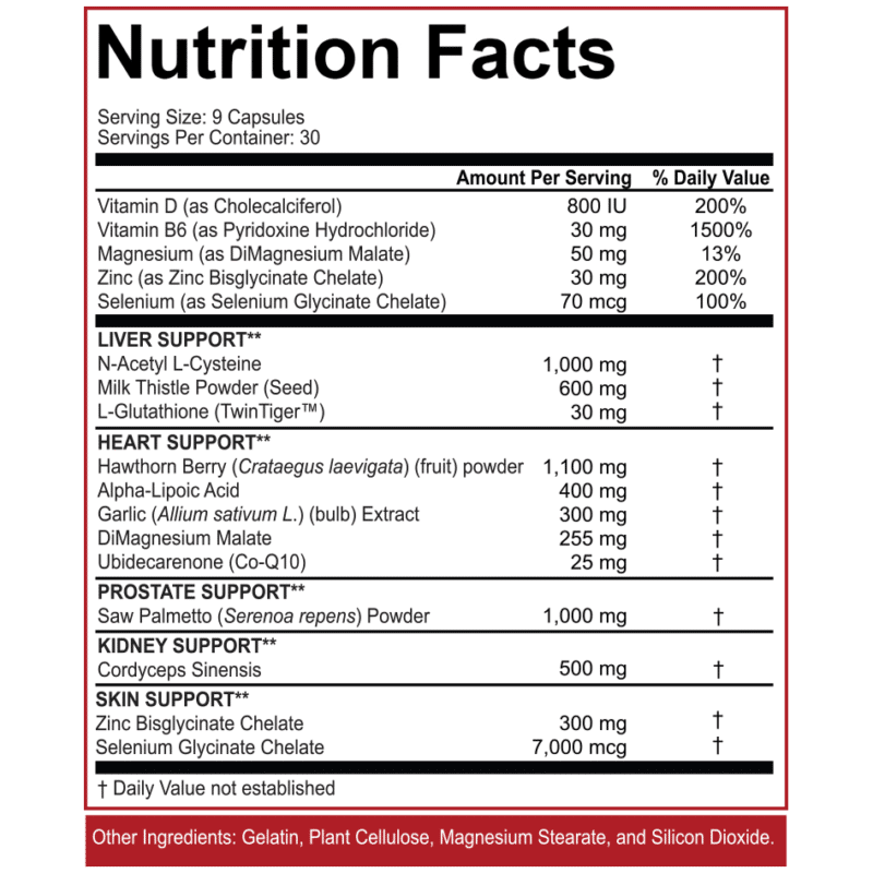 Liver & Organ Defender Nutrition Facts