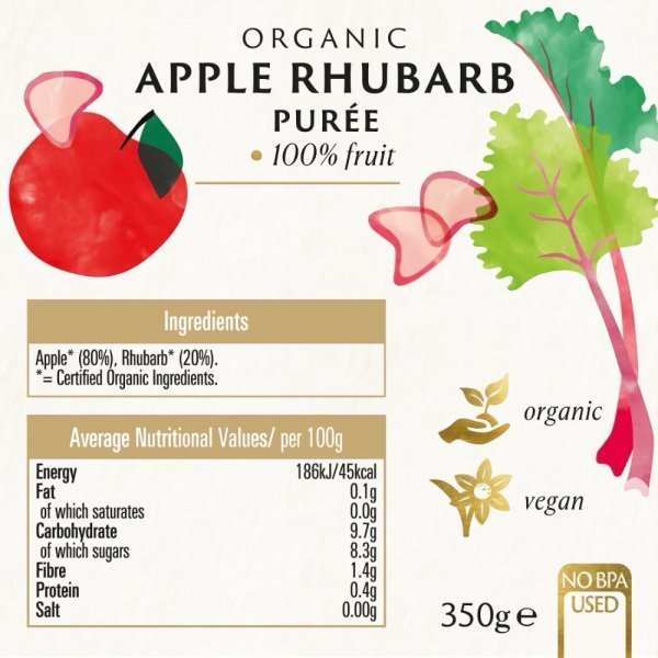 Apple Rhubarb Puree Biona Organic 2 360g