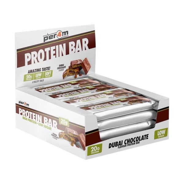 Dubai Chocolate Protein Bars Box Per4m Nutrition 12x 62g Dubai Chocolate Protein Bars Box Per4m Nutrition 12x 62g