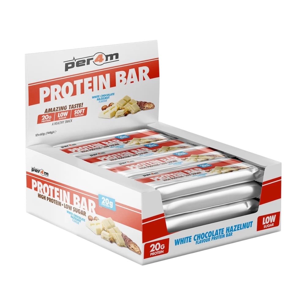 White Chocolate Hazelnut Protein Bars Box Per4m Nutrition 12x 62g White Chocolate Hazelnut Protein Bars Box Per4m Nutrition 12x 62g