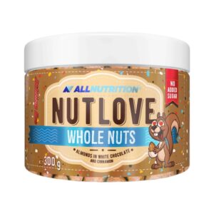 Almonds In White Chocolate And Cinnamon Nutlove Whole Nuts Allnutrition 300g