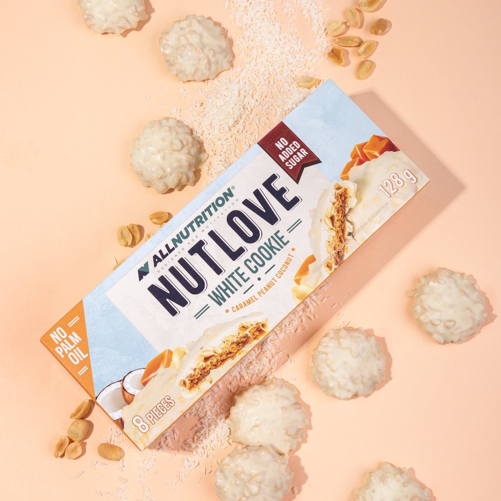 White Cookie Caramel Peanut Coconut Nutlove Cookie Allnutrition Info 128g