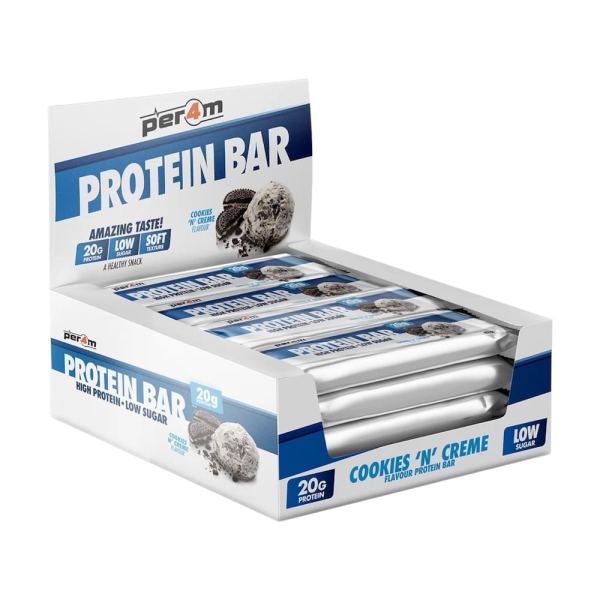 Cookies Creme Protein Bars Box Per4m Nutrition 12x 62g Cookies Creme Protein Bars Box Per4m Nutrition 12x 62g