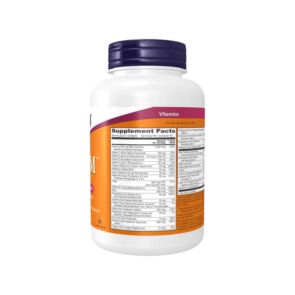 Adam Mens Multivitamin Now Foods Info3 90 Softgels
