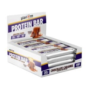 Chocolate Caramel Protein Bars Box Per4m Nutrition 12x 62g