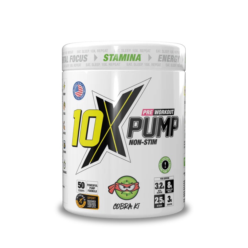 10X Pump Non-Stim Pre Workout 600g- 10X Athletic - Cobra Ki