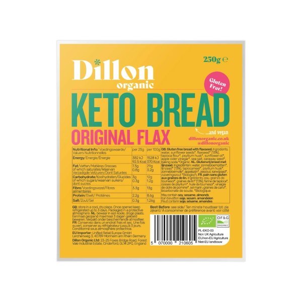 Original Flax Keto Bread Dillon Organic 250g