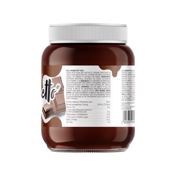 Hazelnut Vege Creametto Spread Chocolate Ostrovit 350g Info