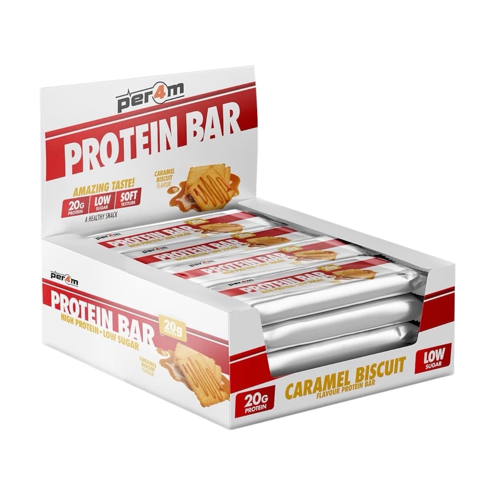 Caramel Biscuit Protein Bars Box Per4m Nutrition 12x 62g Caramel Biscuit Protein Bars Box Per4m Nutrition 12x 62g