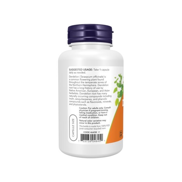 Dandelion Root 500mg Now Foods Info 100 Veg Capsules