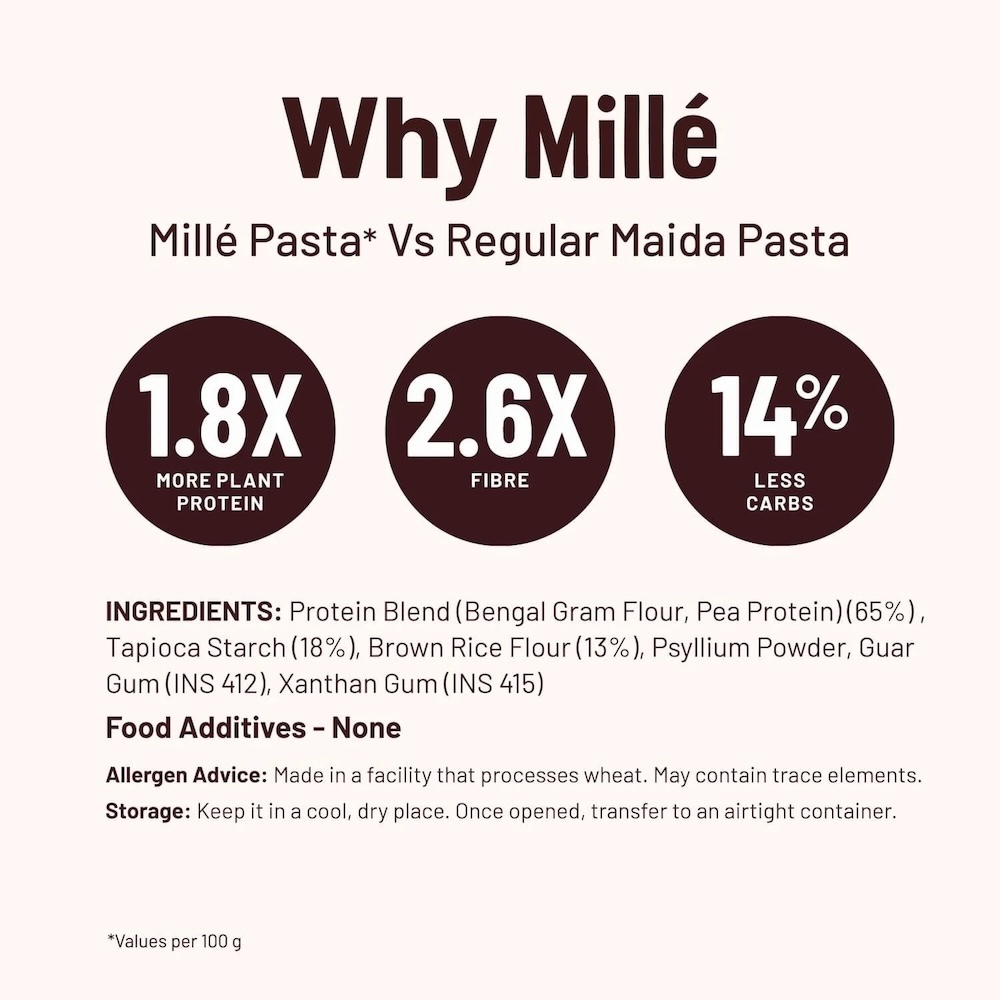 Fusilli Protein Pasta Mille Info2 250g