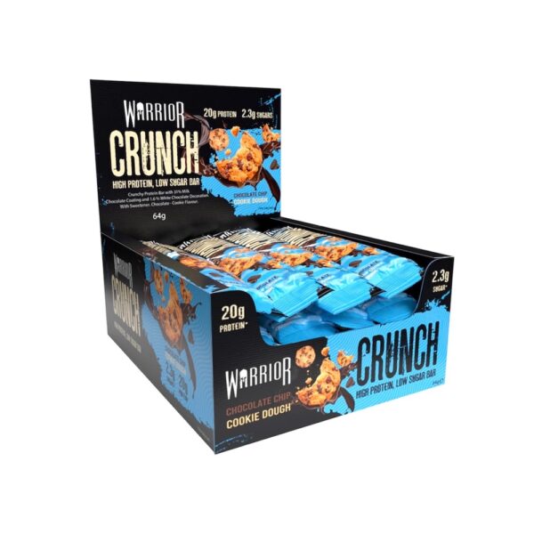 Chocolate Chip Cookie Dough Warrior Crunch Protein Bar Box 12 64g