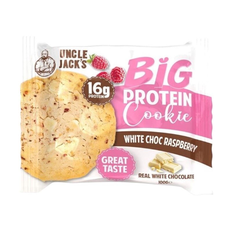 White Choc Raspberry Big Protein Cookie Uncle Jack 100g