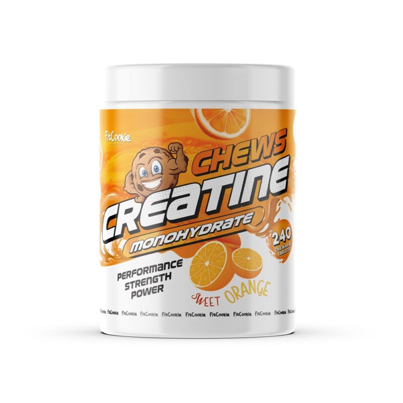 Creatine Monohydrate Chewable Tablets Fitcookie 240 Tabs Sweet Orange