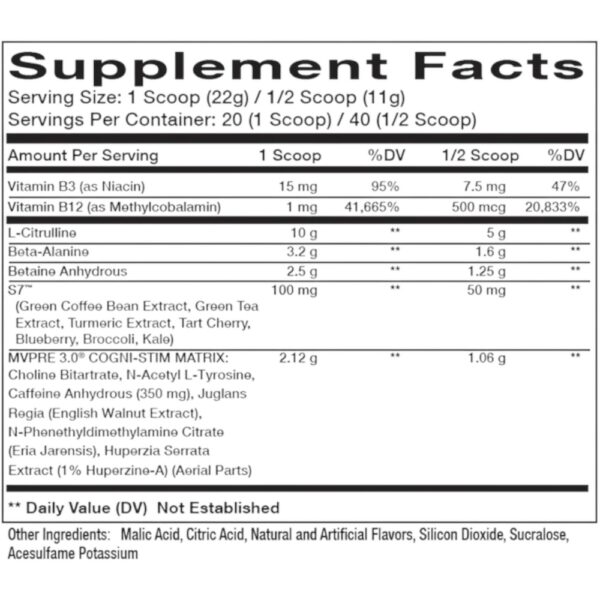 Info Mvpre 3.0 Pre Workout Innovapharm 437g