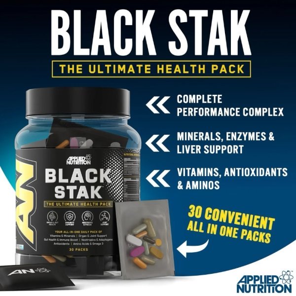 Black Stack Multivitamins Applied Nutrition Info 30 Packs