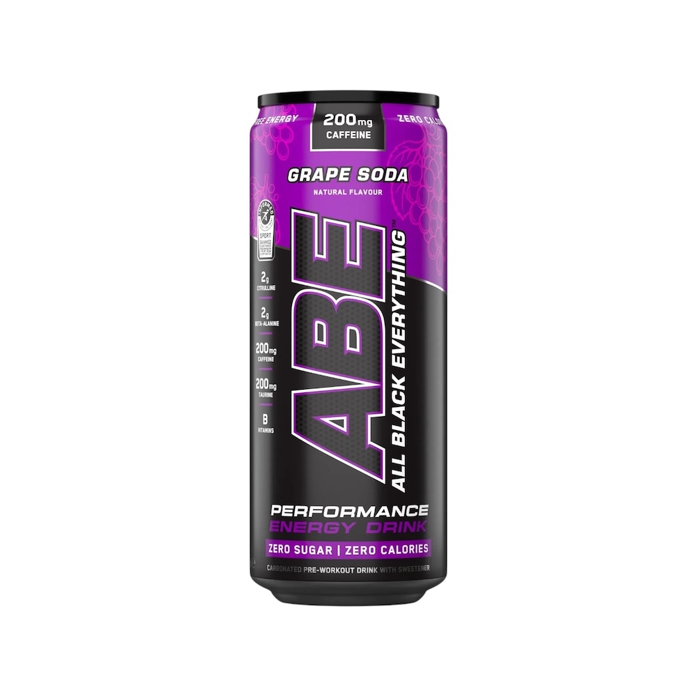 Grape Soda Abe Pre Workout Energy Drink Can Applied Nutrition 330ml Grape Soda Abe Pre Workout Energy Drink Can Applied Nutrition 330ml