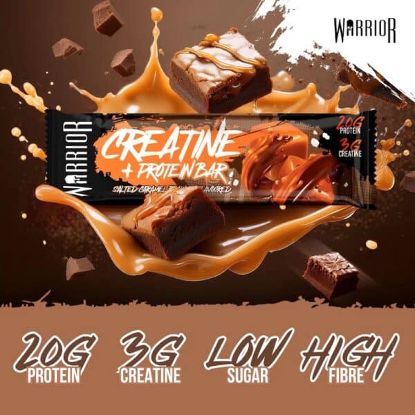 Saleted Caramel Brownie Warrior Creatine Protein Bar Info 75g