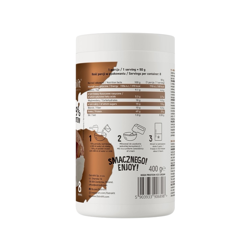 Chocolate High Protein Ice Cream Ostrovit Info 400g Chocolate High Protein Ice Cream Ostrovit Info 400g