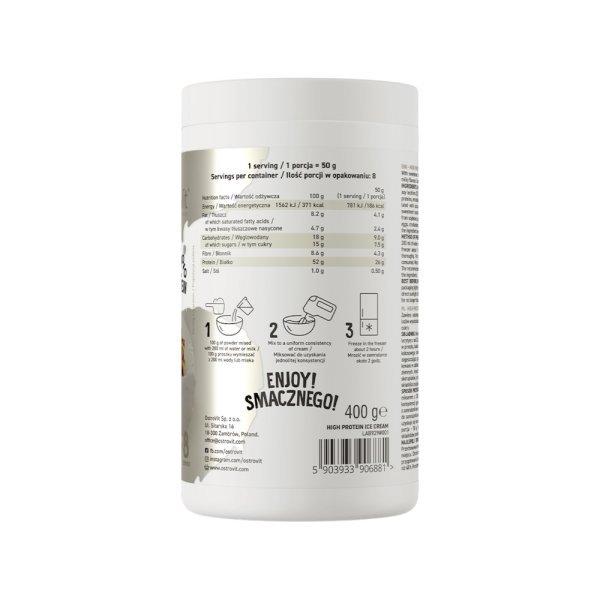 Milky High Protein Ice Cream Ostrovit Info 400g Milky High Protein Ice Cream Ostrovit Info 400g