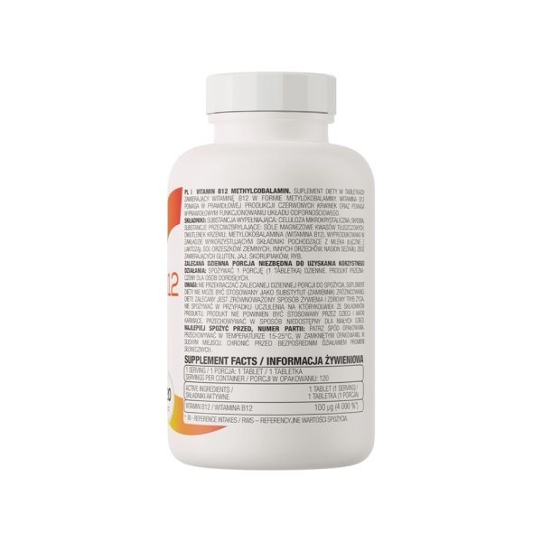 Vitamin B12 Methylocobalamin Ostrovit Info 120 Tabs