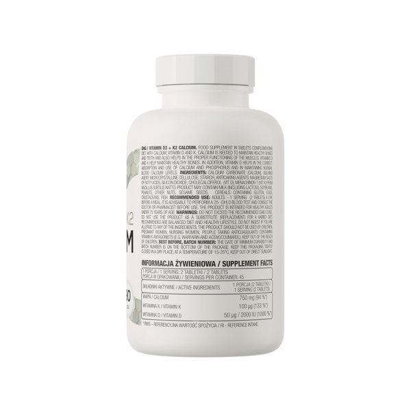 Vitamin D3 K2 Calcium Ostrovit Info 90 Tabs