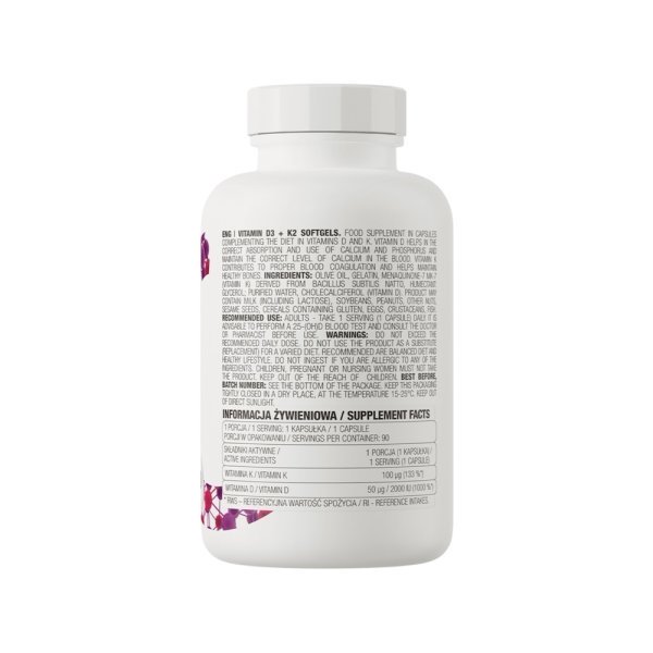 Vitamin D3 K2 Ostrovit Info 90 Softgels Vitamin D3 K2 Ostrovit Info 90 Softgels