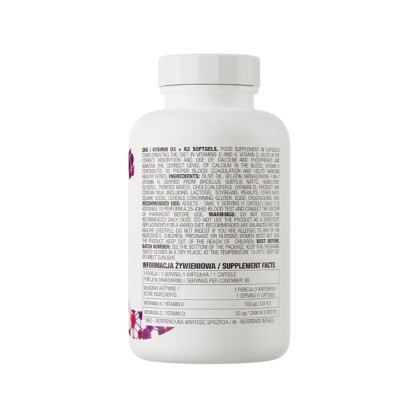 Vitamin D3 K2 Ostrovit Info 90 Softgels