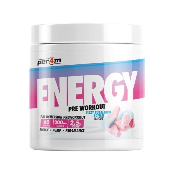 Fizzy Bubblegum Bottles Per4m Energy Pre Workout 390g