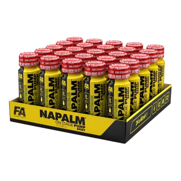 Kiwi Strawberry Napalm On Stage Pump Preworkout Shot Fa Fitness Authority 24 X 60ml