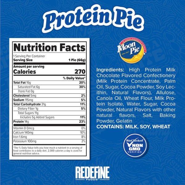 Chocolate Redefine Foods Protein Pie Moon Pie Info 66g