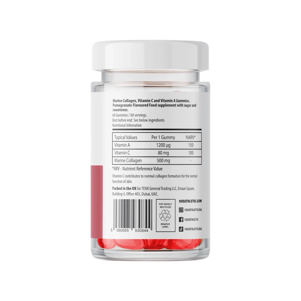 Marine Collagen 60 Gummies Pomegranate 10x Athletic 60 Servings Info2