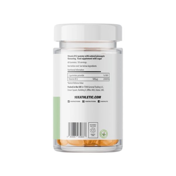 Vitamin B12 60 Gummies Pineapple 10x Athletic 30 Servings.info