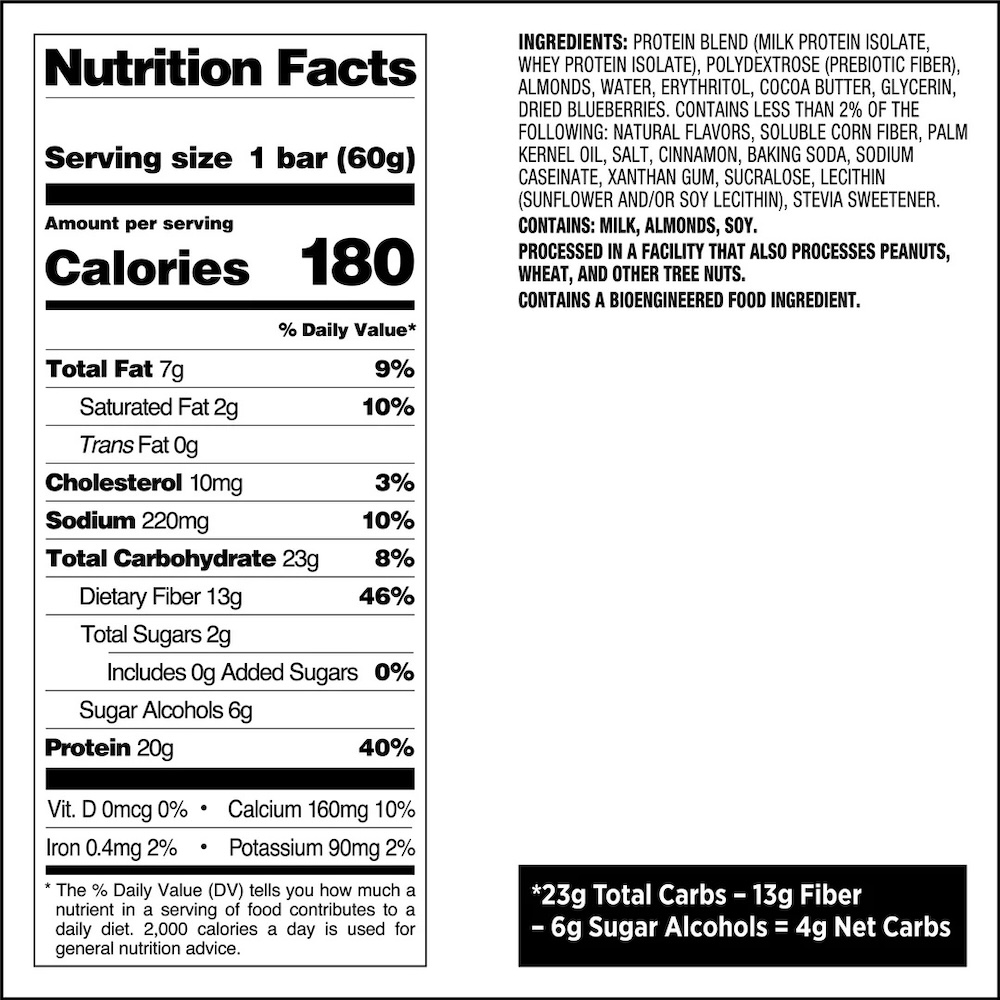 Blueberry Muffin Quest Protein Bar Info 60g