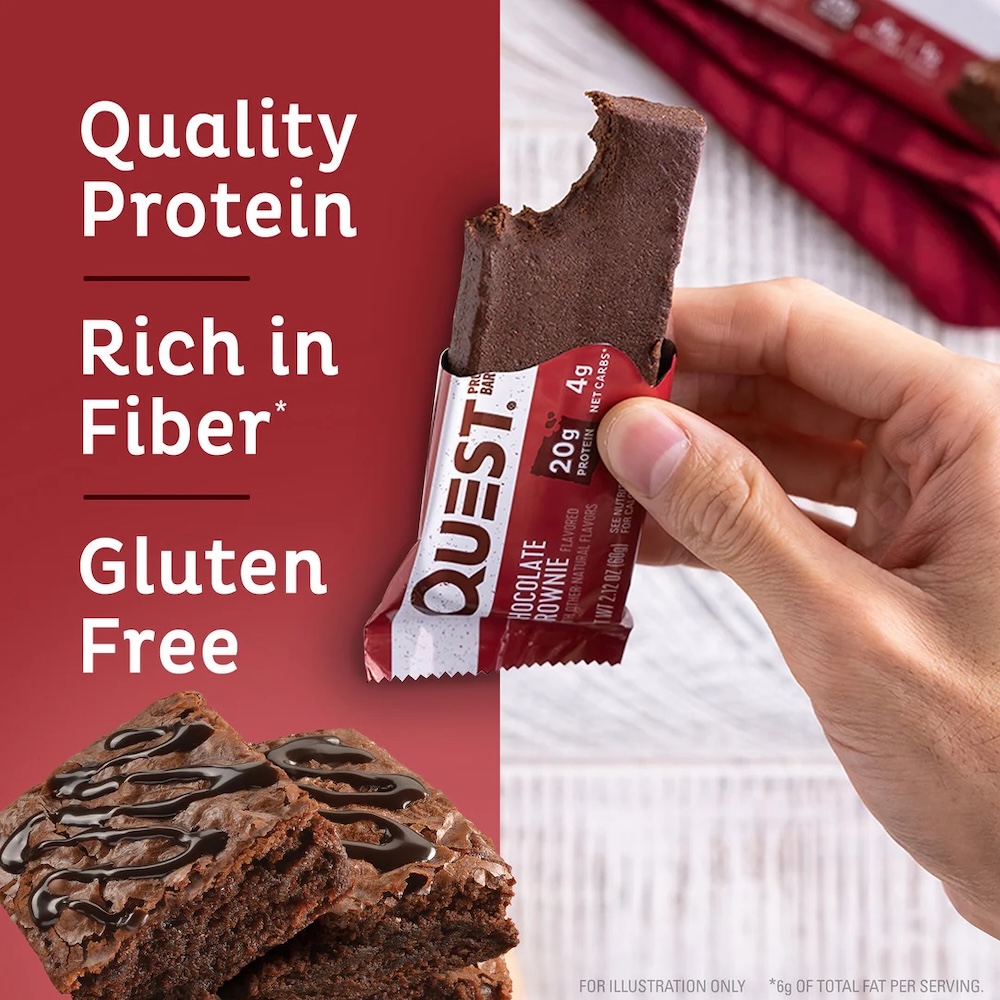 Chocolate Brownie Quest Protein Bar Info 60g
