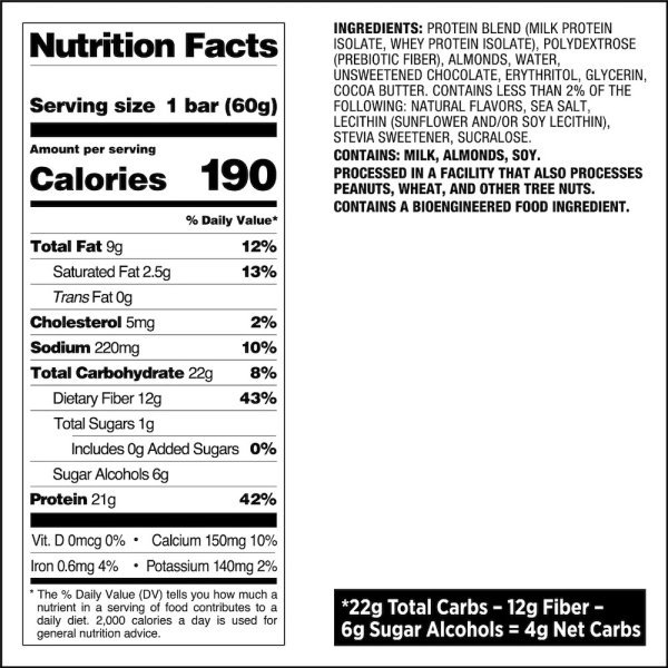 Chocolate Chip Cookie Dough Quest Protein Bar Info2 60g