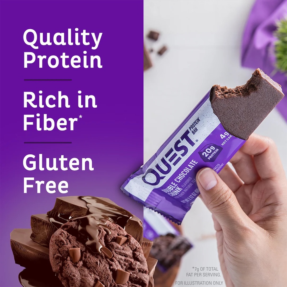Double Chocolate Chunk Quest Protein Bar Info 60g