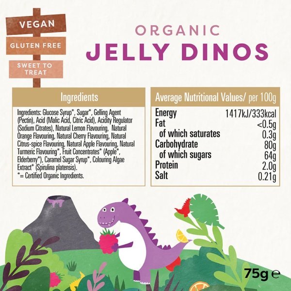 Jelly Dinos Organic Biona Info 75g