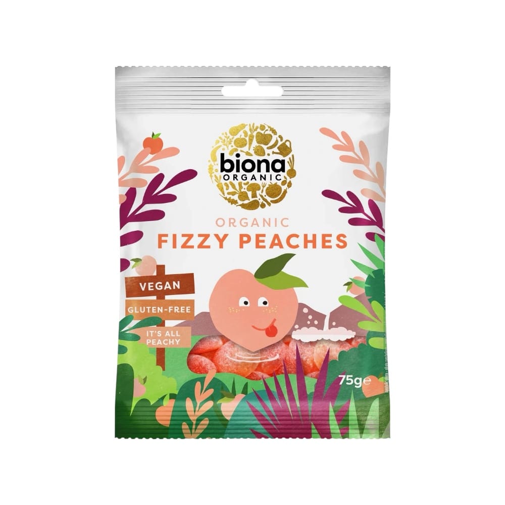Fizzy Peaches Biona Organic 75g Fizzy Peaches Biona Organic 75g