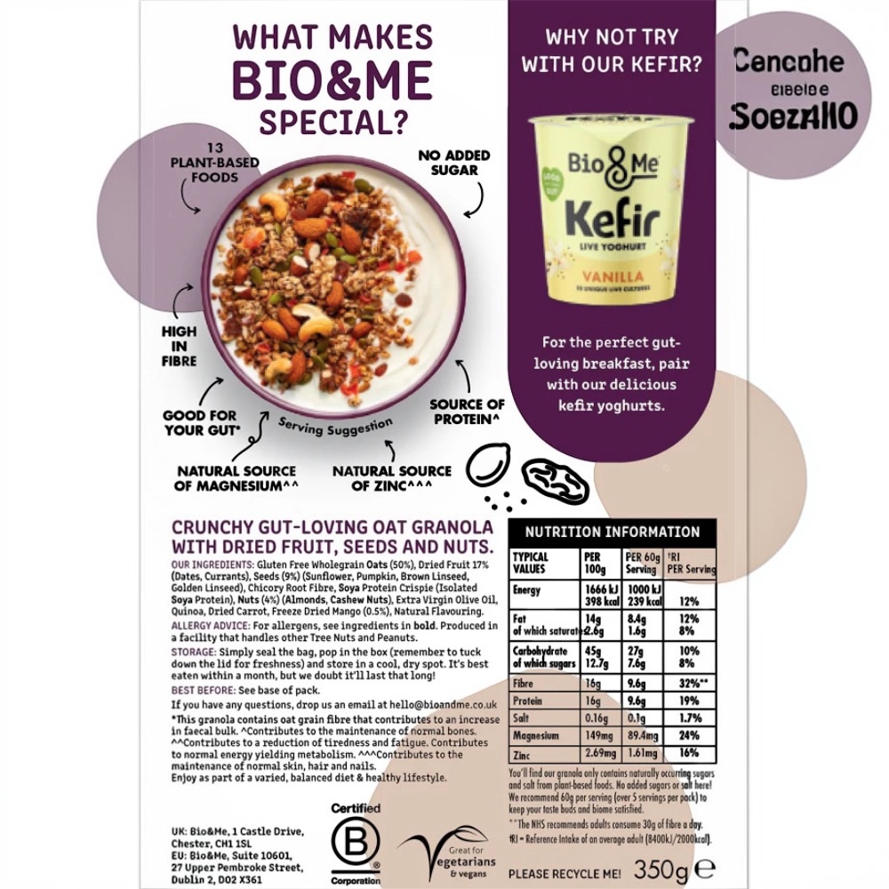 Granola Fruit Nut Gluten Free Bio & Me 2 350g