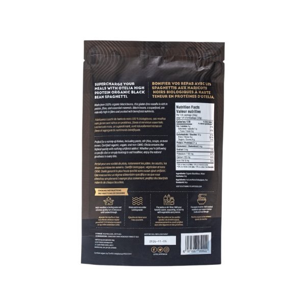 Organic Biologiques Spaghetti Black Bean Haricots Noirs Otelia Premium Info 200g