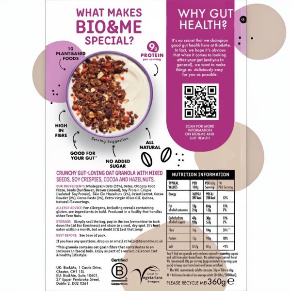 Protein Granola Coca & Hazelnut Bio & Me 2 360g