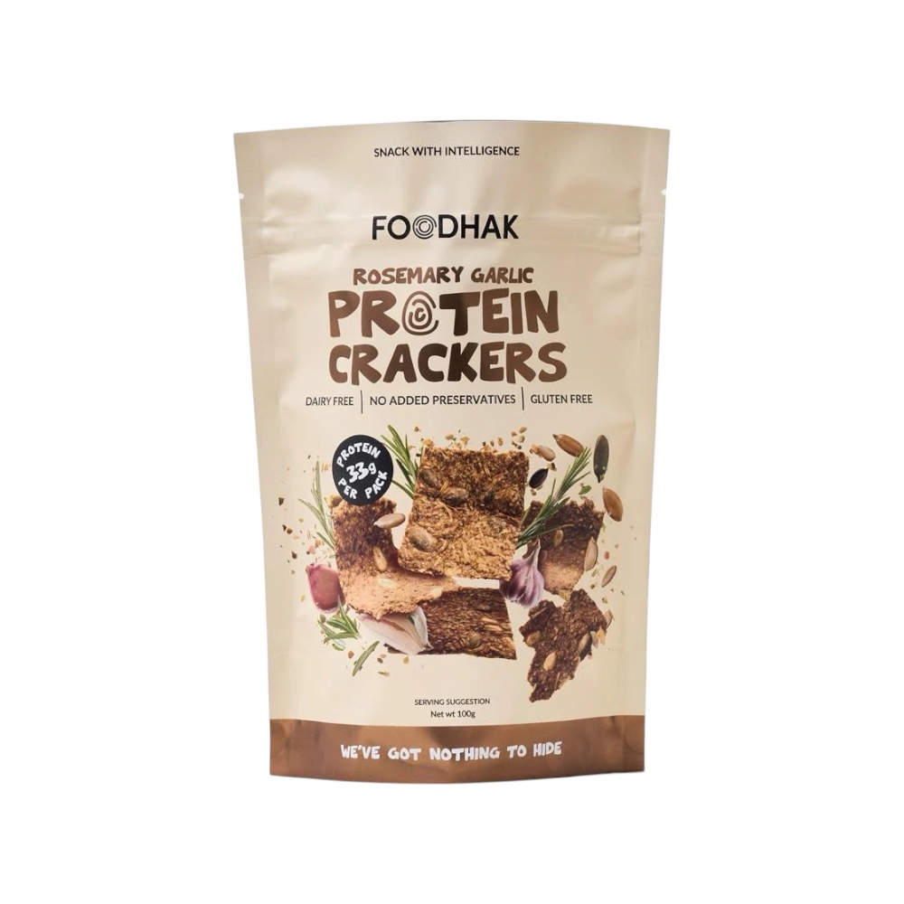 Rosemary Garlic Protein Crakers Foodhak 100g Rosemary Garlic Protein Crakers Foodhak 100g