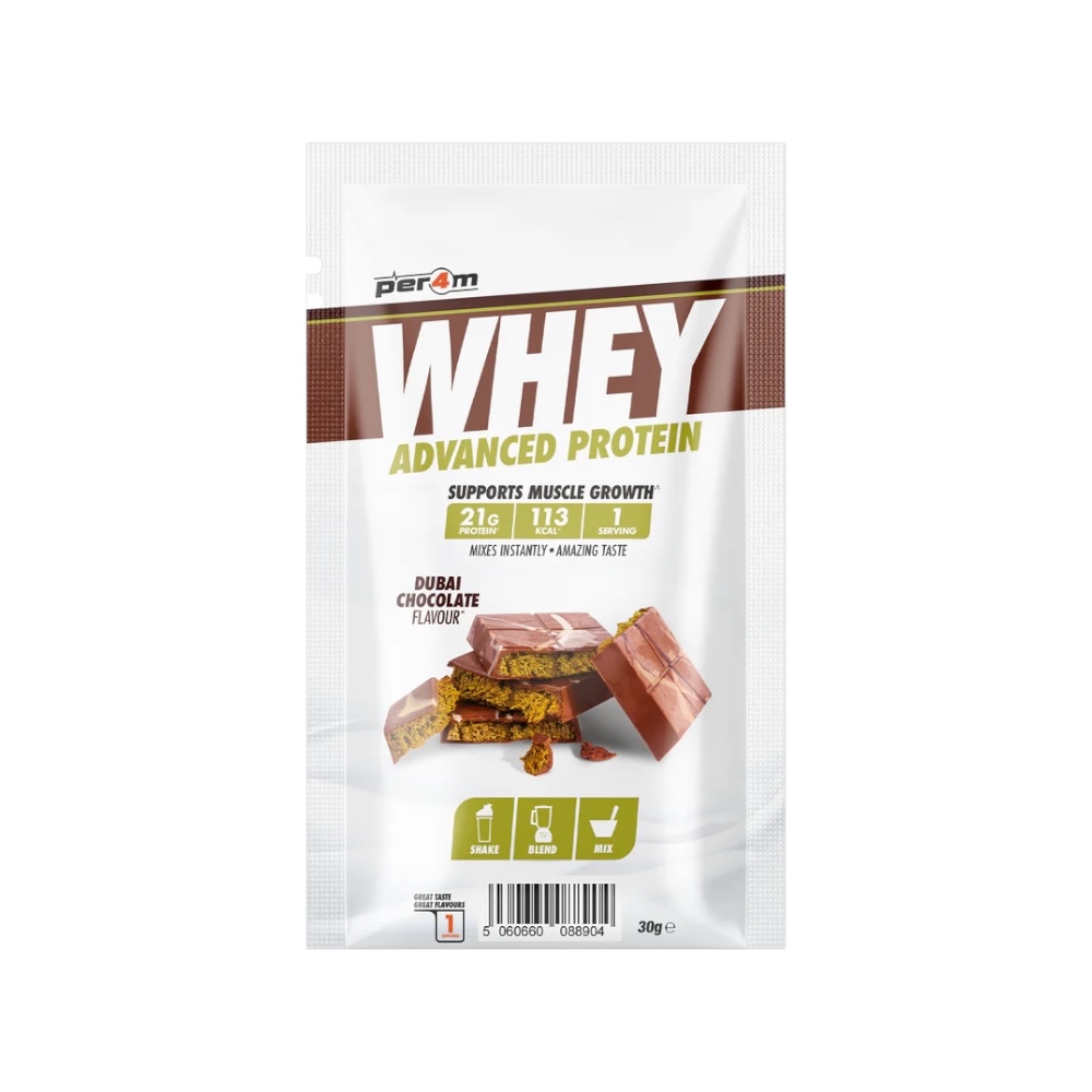 Dubai Chocolate Per4m Better Whey Advanced Protein Sachet 30g Dubai Chocolate Per4m Better Whey Advanced Protein Sachet 30g