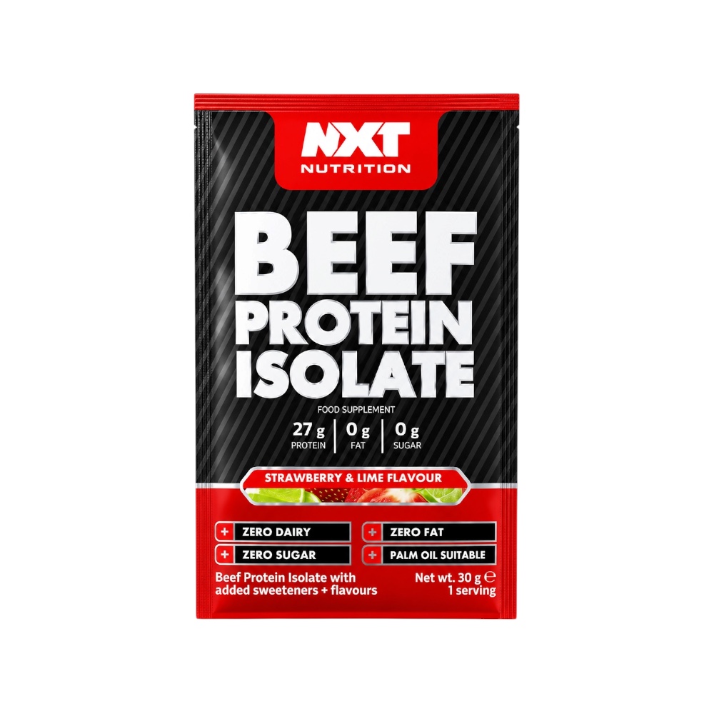 Strawberry Lime Beef Protein Isolate Nxt Nutrition Sachet 30g.jeg Strawberry Lime Beef Protein Isolate Nxt Nutrition Sachet 30g.jeg